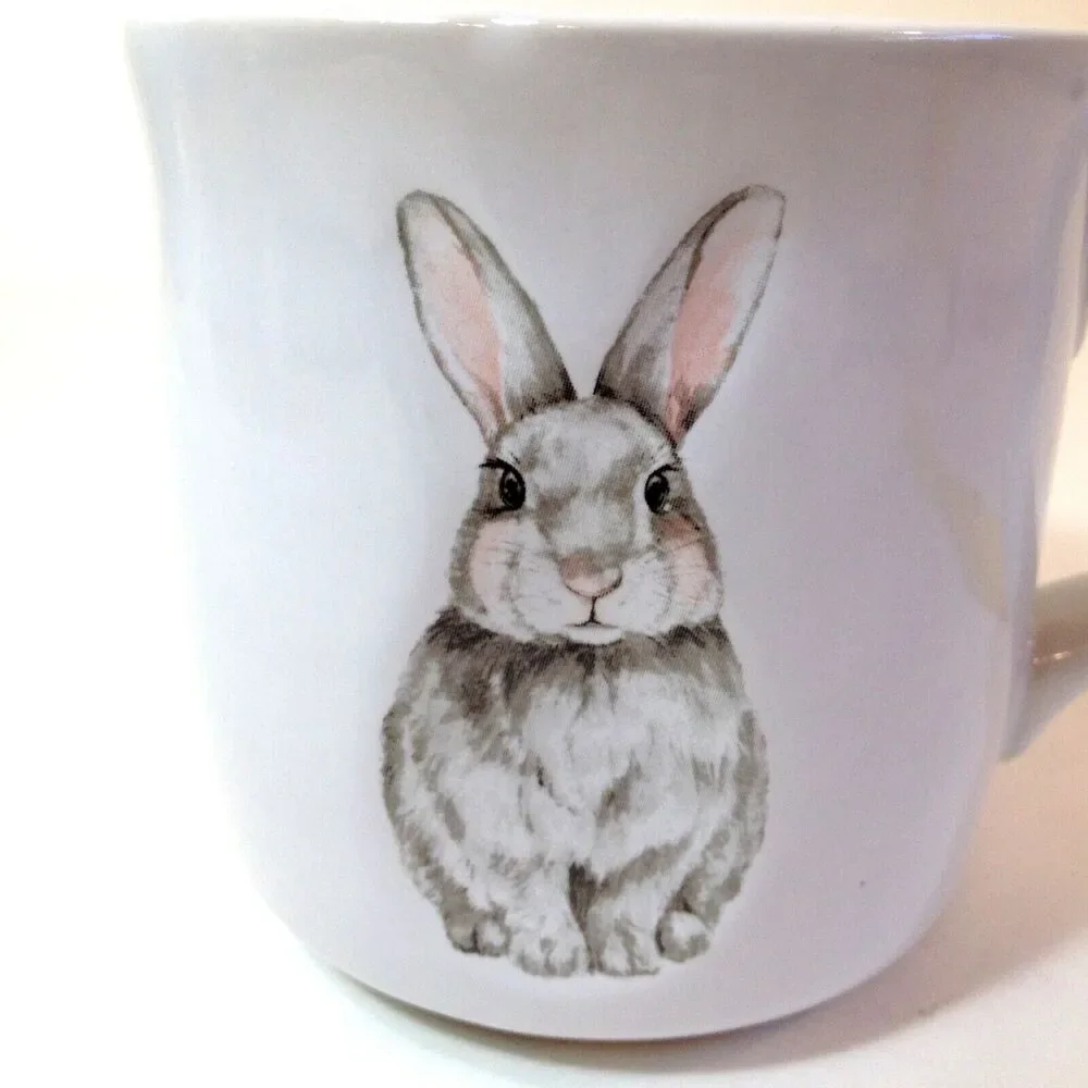 Williams Sonoma Debossed Bunny Rabbit Tea Coffee Mug Multicolor Nice